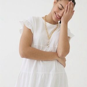 J Crew white cotton tiered tee shirt dress S